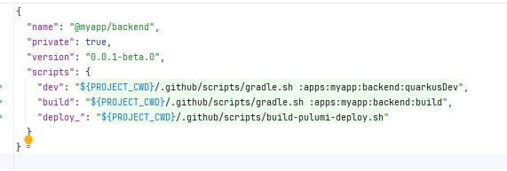 Calling the Gradle script from package.json to trigger the build via Nx